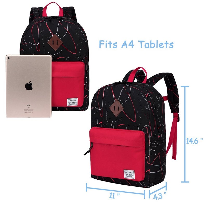 VASCHY Preschool Toddler Backpack, Little Kid Small Backpacks for Kindergarten Children Boys and Girls with Chest Strap in Black Red - Image 4